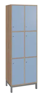 SBS-3322 šatní skříň 6-boxová, 1800x600x400 mm, kovové nohy, korpus dub bardolino, dvířka blankyt